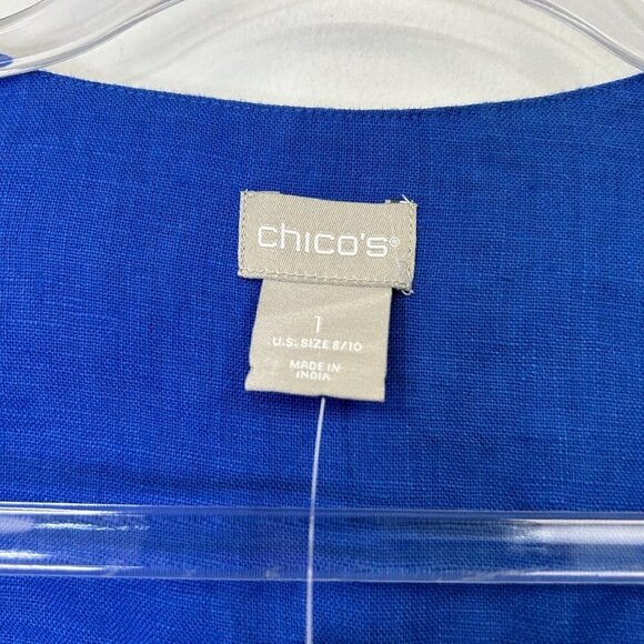 NEW Chicos Linen Zip Jacket Womens Size 1 US 8 10 Cobalt Blue - Picture 5 of 12
